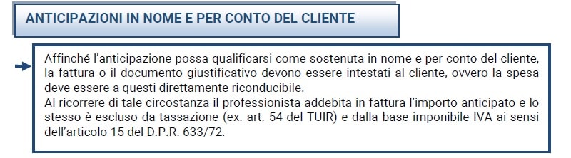 rimborso spese anticipazione cliente